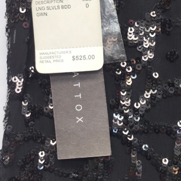 AIDAN MATTOX BLACK sleeveless sequins silk GOWN - Picture 4 of 6